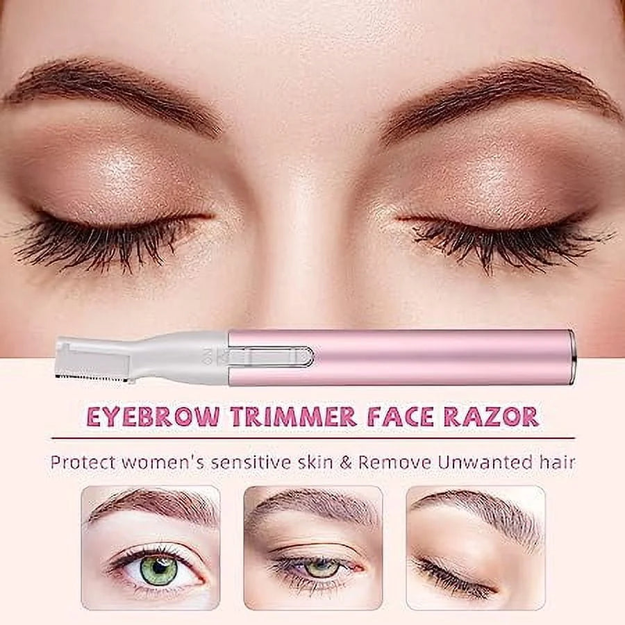 Electric Eyebrow Trimmer Women'S Eyebrow Shaver Painless Eyebrow Razor Facial Hair Trimmer, Battery-Operated Facial Hair Remover for Eyebrow Trimmer, Leg Hair, Armpit Hair-Pink