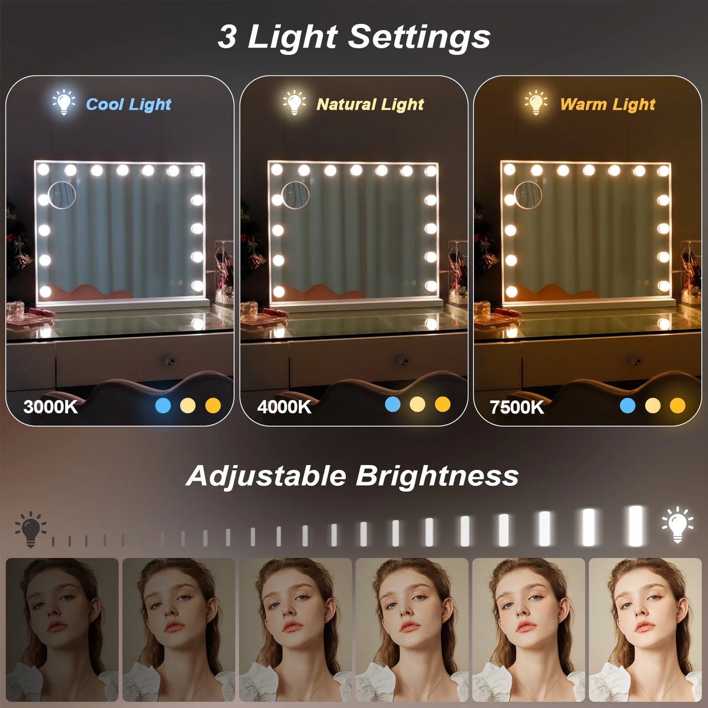 23x18 Inch Bluetooth Vanity Mirror with Lights - Tabletop & Wall Mount