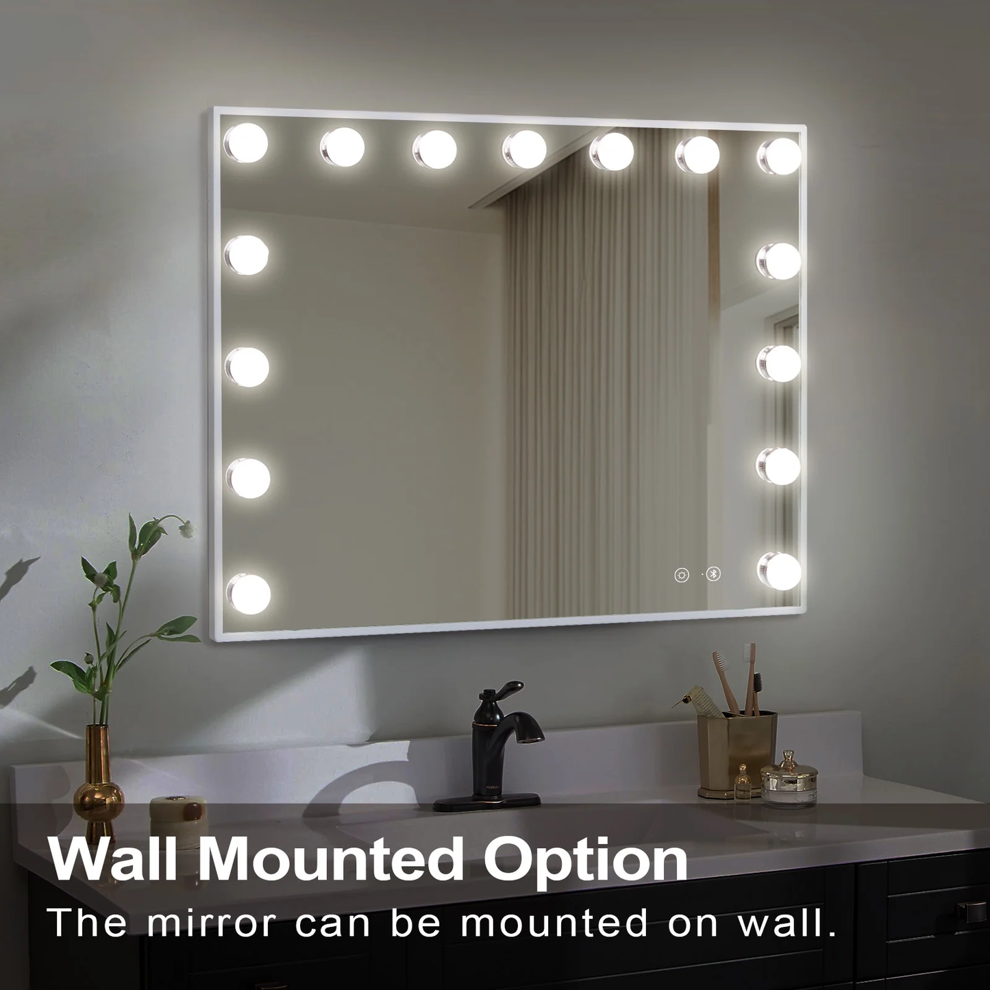 23x18 Inch Bluetooth Vanity Mirror with Lights - Tabletop & Wall Mount