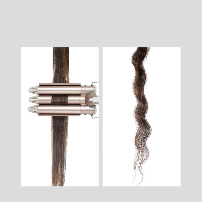 Triple Barrel Curling Iron - Professional 3-Tube Hair Waver for Beach Waves & Volume