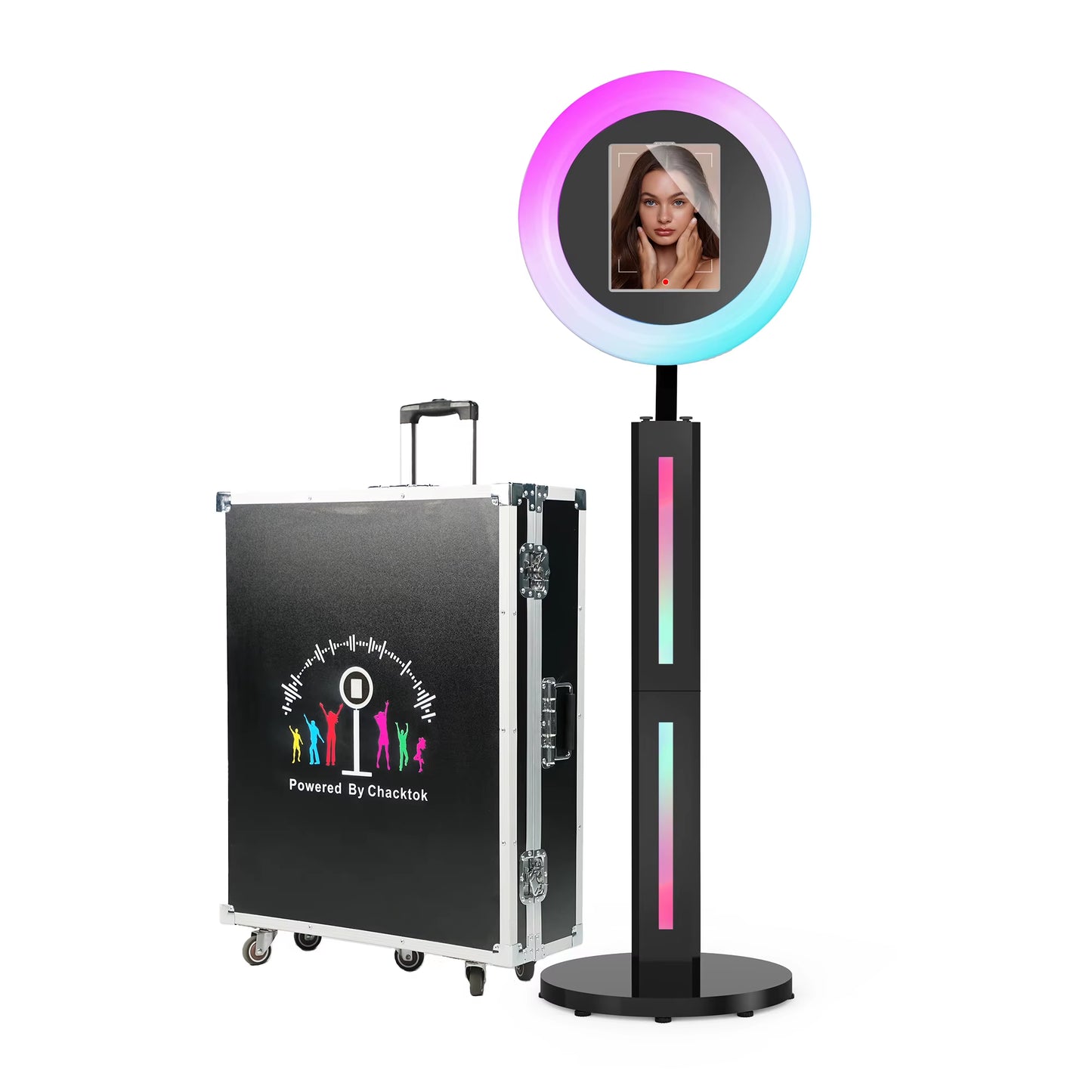 Portable Photo Booth Compatible with Any Ipad, Large Lightbox Ipad Photo Booth for Christmas Wedding Party Shell Stand Software