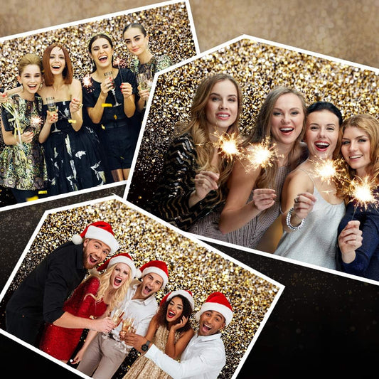 Black and Gold Backdrop Gold Spots Backdrop Vinyl Photography Backdrop Vintage Background for Family Birthday Party Newborn Studio Props 11547(8X6Ft)