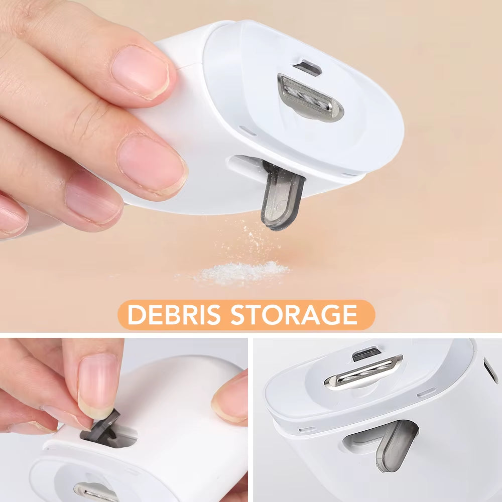 USB Electric Nail File & Clipper: LED Light, 2-Speed, Mini Manicure Tool