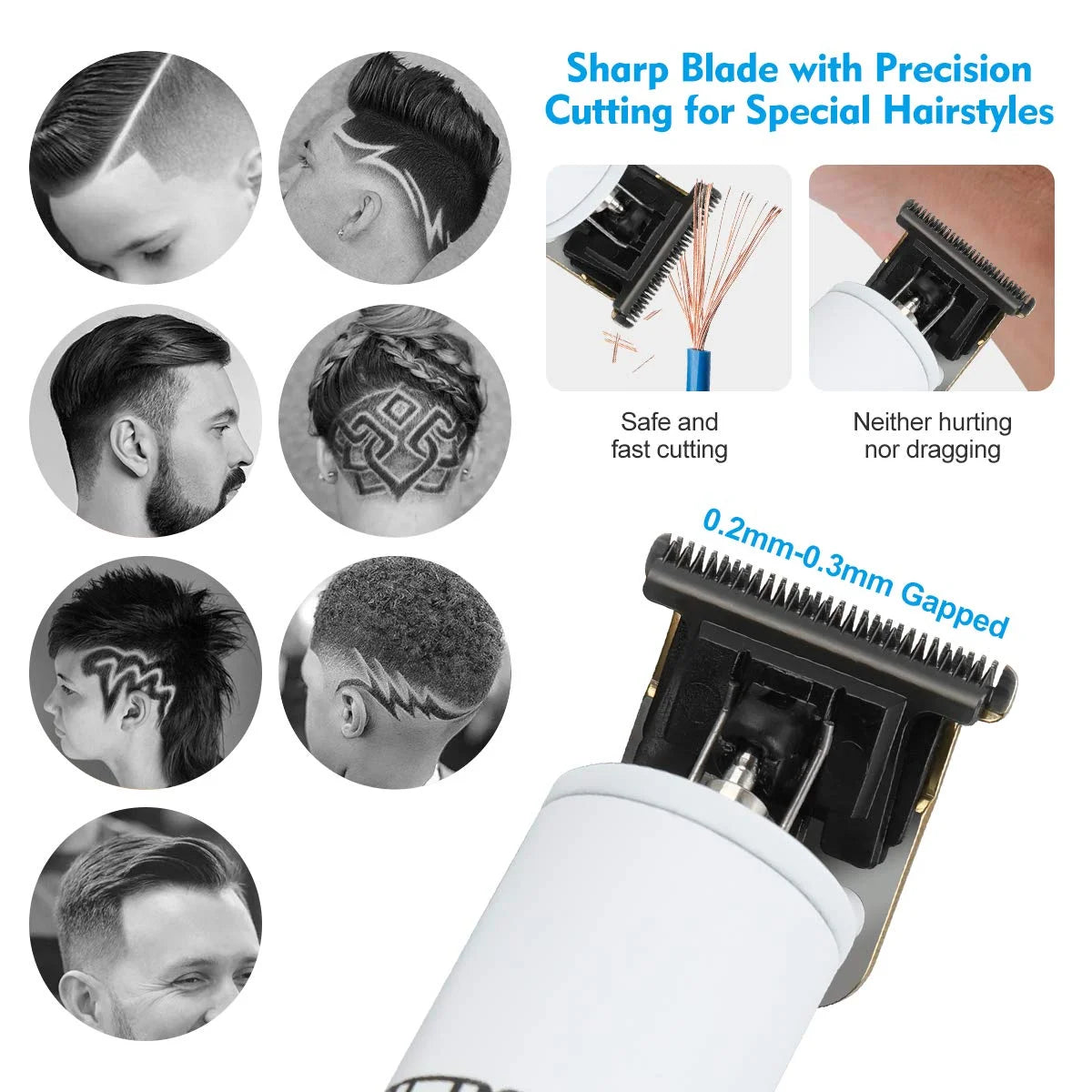 Hair Clippers & Trimmer T-Blade Cordless Hair Haircut Kist Sets, Hair Haircut with Ceramic Blade Rechargeable 2000Mah/1200Mah