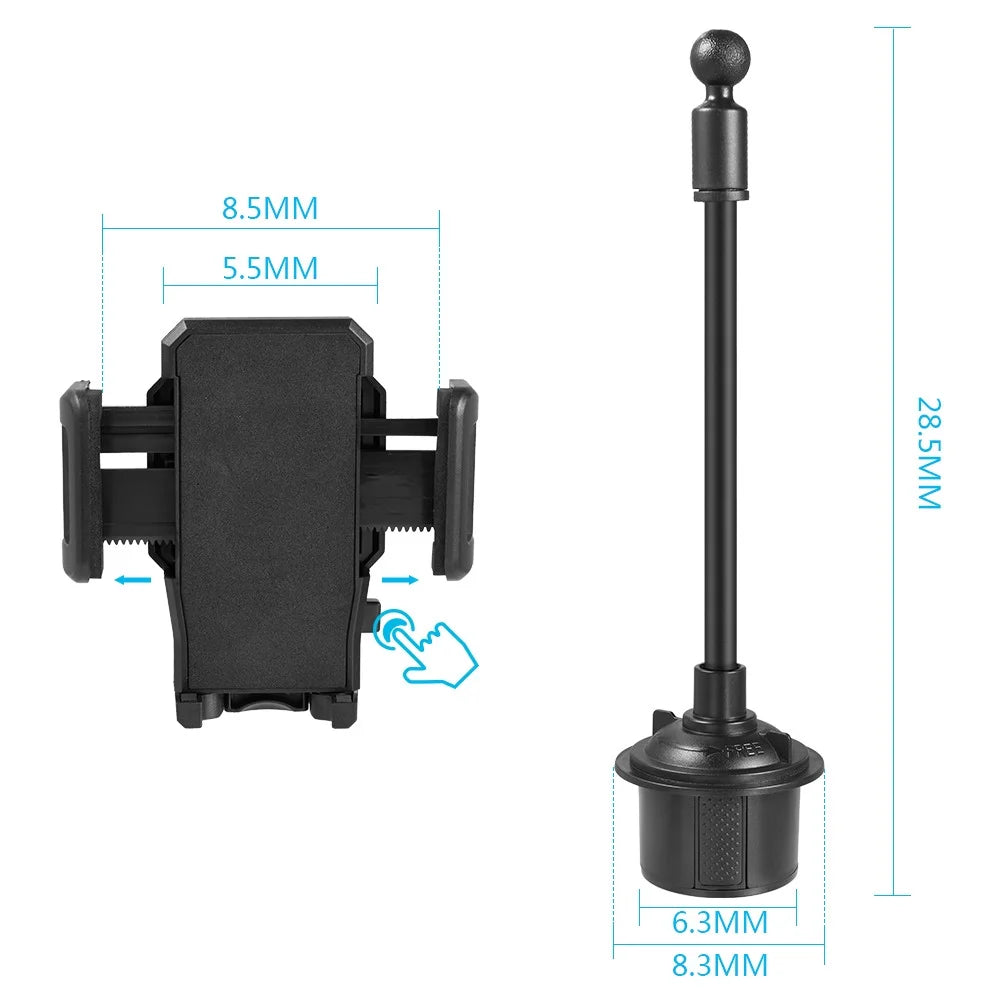 Cell Phone Holder for Car, Universal Adjustable Gooseneck Cup Holder Cradle Car Mount for Iphone Xs/Xs Max/Xr/8/7 Plus/Ipod Touch (Black)