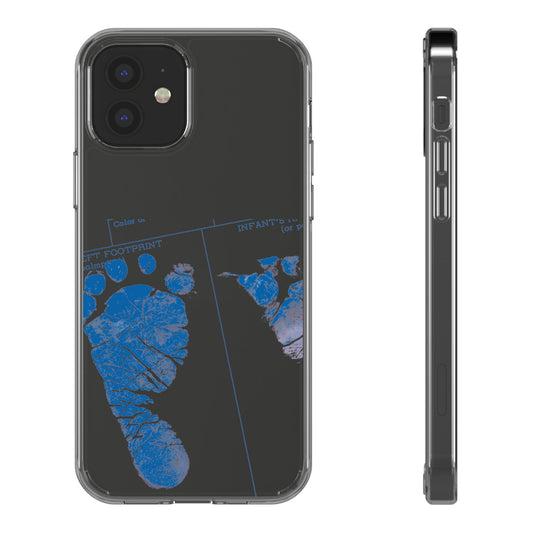Clear Phone Case – Mom’s Little Blue Footprints