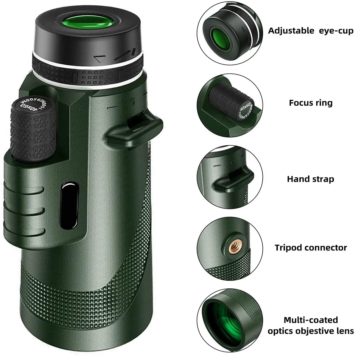 80x100 HD Monocular with Smartphone Adapter & Tripod: Powerful Long Range for Camping, Tourism & Outdoor