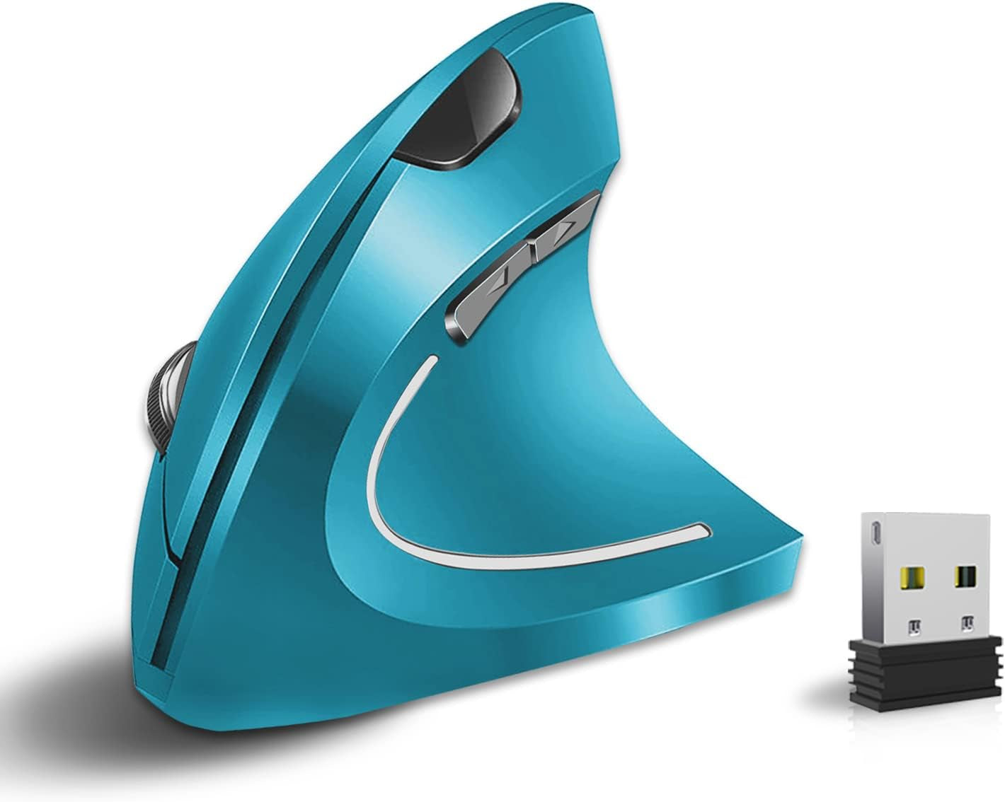 Ergonomic Wireless Mouse, Rechargeable Mouse 2.4Hz Vertical Wireless Optical Mice with USB Receiver, 6 Buttons for Pc,Laptop,Etc Blue