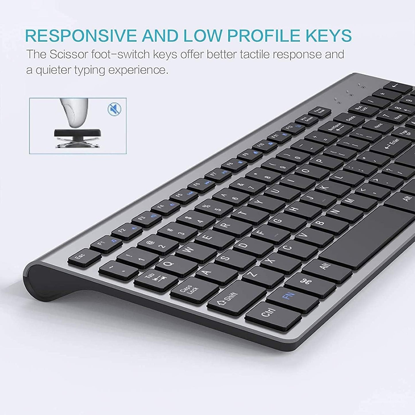 Wireless Keyboard Mouse Combo, 2.4G Ergonomic Computer Keyboard,Ergonomic Wireless Mouse for Pc,Windows, Laptop, Desktop, Chromebook,Mac-Grey