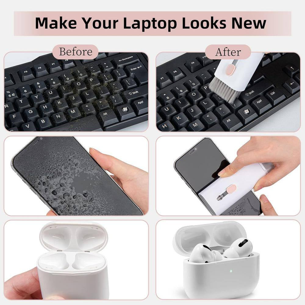 Laptop Keyboard Dust Cleaner Brush Set, 7-In-1 Electronics Dust Remover with Key Puller Multifunctional Cleaning Tool