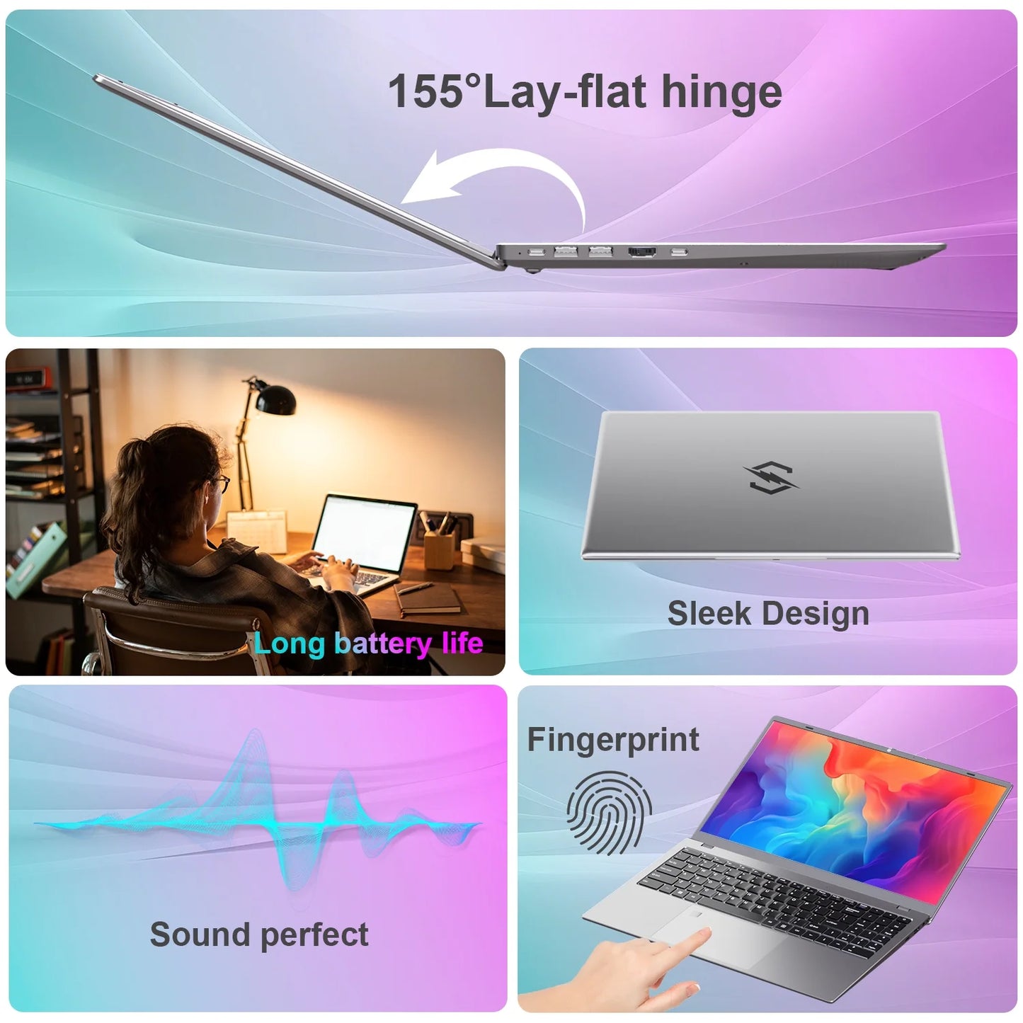 15.6" FHD Business & Student Laptop Computer, Intel Alder Lake N100, 16GB RAM, 1TB SSD, Win 11 Pro with Microsoft Office, Fingerprint, Wifi, Silver