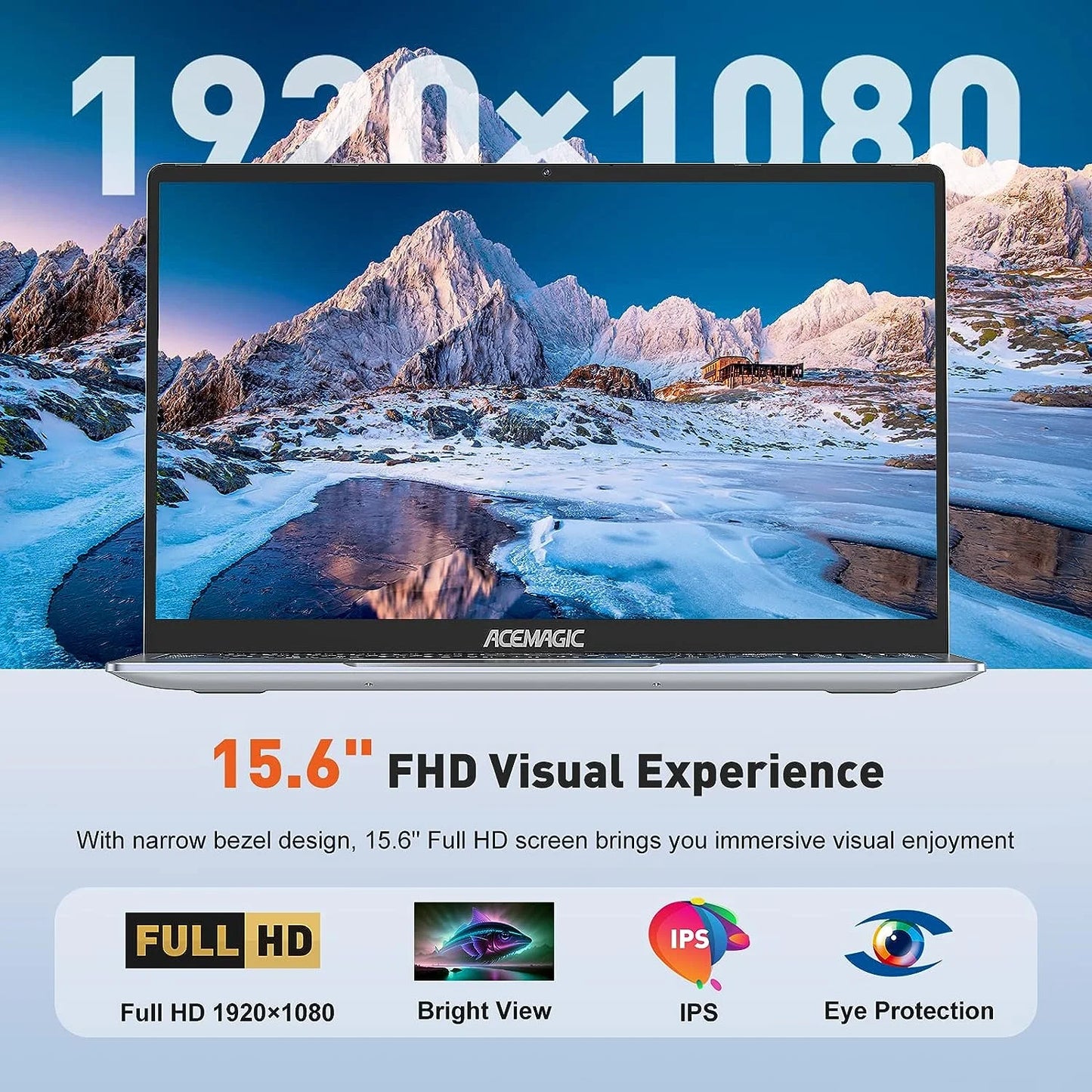 Laptop 15.6 FHD 16GB 512GB Intel Quad-Core 12Th Alder Lake N97 with Windows 11 Pro