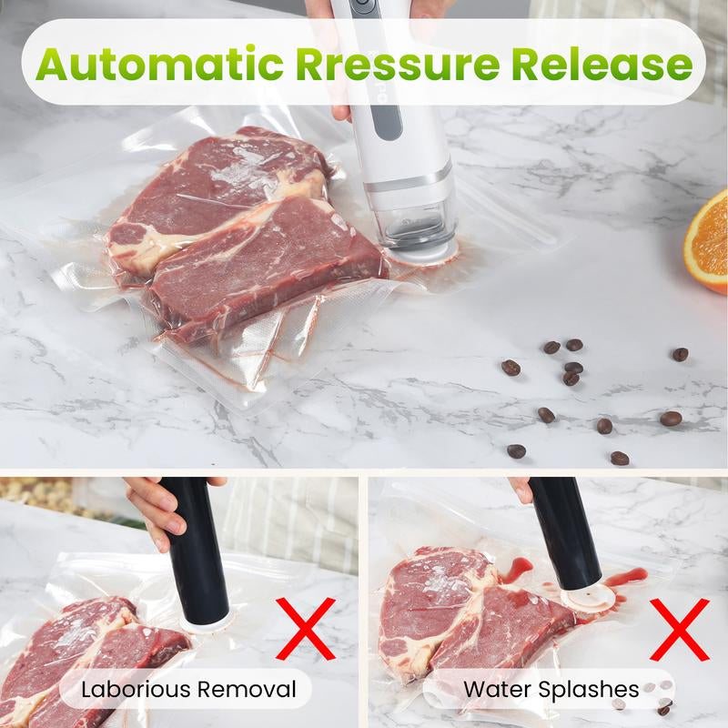 FEPPO Vacuum Sealer for Food with Visual Water Storage Tank, Handheld Saver Vacuum Sealer Machine with 30 Reusable Bags for 6X Preservation & Fresh