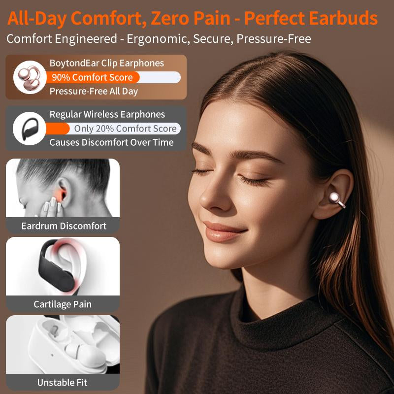 Long-Play Open-Ear Clip-On Butterfly Earbuds: Kinglucky, HiFi, for Apple & Samsung