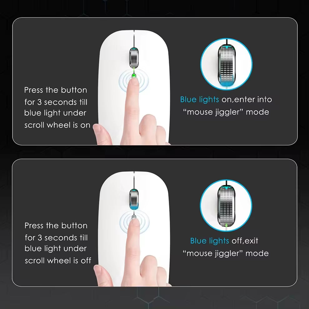2.4G+Bluetooth Wireless Mouse Backlight Jiggler Mouse Rechargeable Silent Ergonomic Mice for Ipad Laptop Computer
