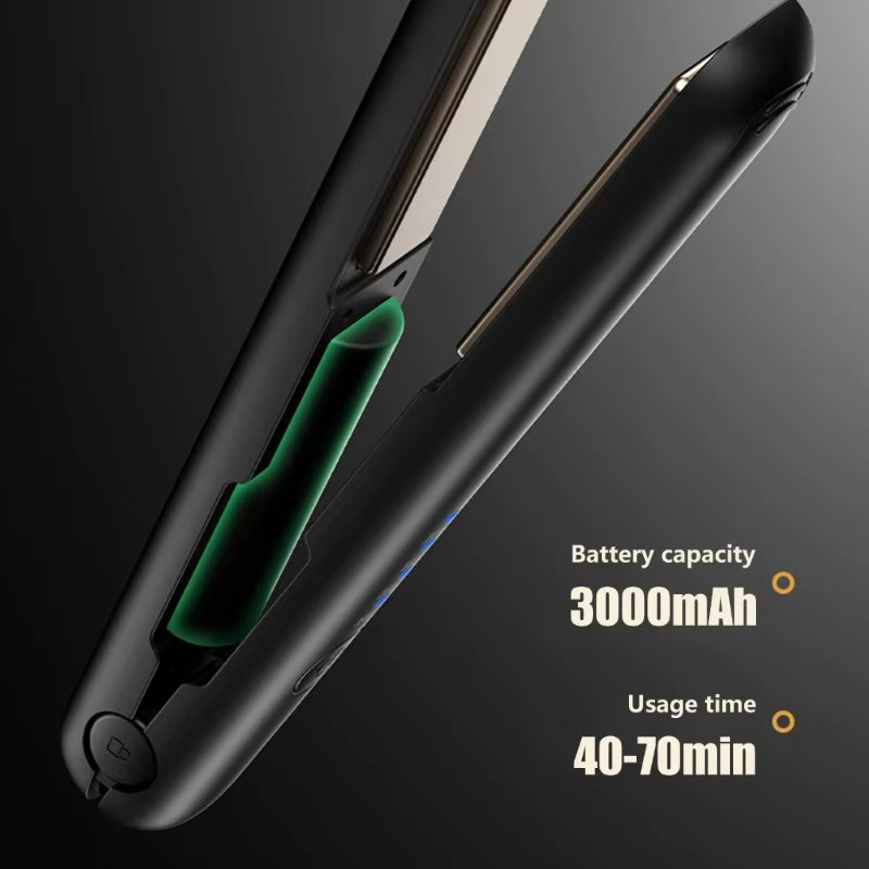 Travel Friendly Hair Straightener Wireless and Rechargeable Hair Iron 4 Heat Levels Hair Styling Tool PET Texture