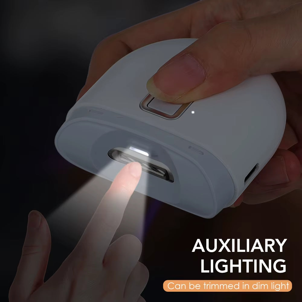 USB Electric Nail File & Clipper: LED Light, 2-Speed, Mini Manicure Tool