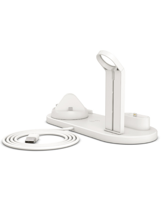 3-in-1 Wireless Charging Station - Multi-Device Desktop Dock with USB Ports
