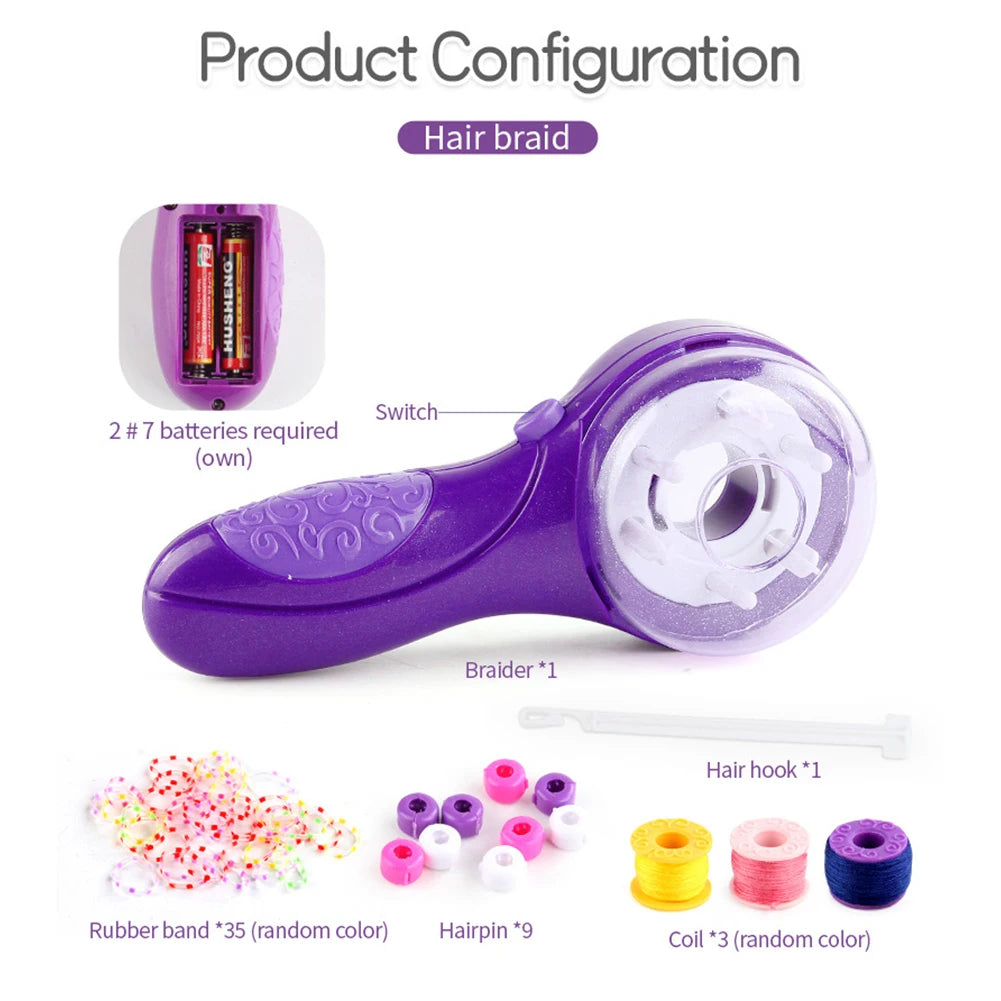 Hair Braider Machine Automatic Hair Braider with Hair Hook Rubber Band Twister Hairstyle Tools Kit for Teen Girls