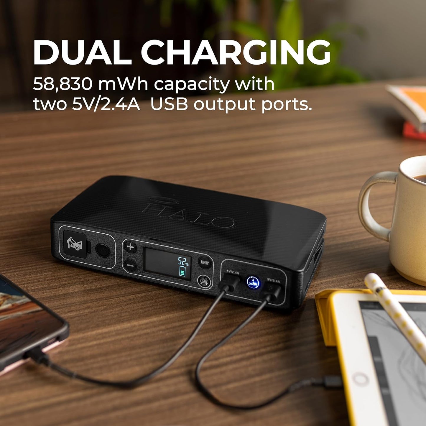 Bolt Air 58830 Portable Car Battery Jump Starter | 100 PSI Air Compressor, 58.8Wh USB Power Bank, Emergency Floodlight & Charger, Jumps Cars Suvs & Trucks, Inflates Tires, TSA Approved โ Black