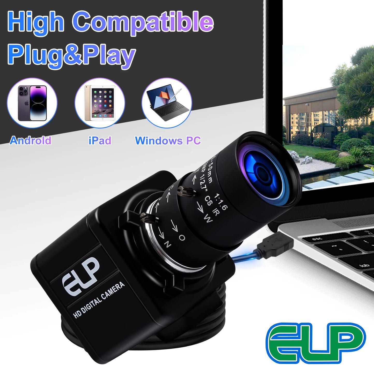 16MP Webcam 4656X3496 Ultra HD Web Camera IMX298 UVC 10X Zoom Mini USB Camera for Industrial Inspection, Photograph,Security