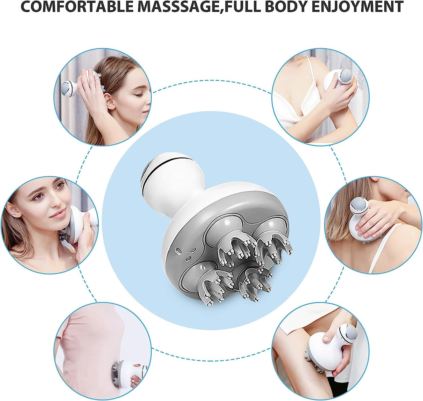 Electric Cordless Hair Scalp Massager with Kneading 84 Massage Nodes, Handheld Portable Head Scratcher Massager for Hair Growth, Deep Clean and Stress Relax, Gifts for Men Dad