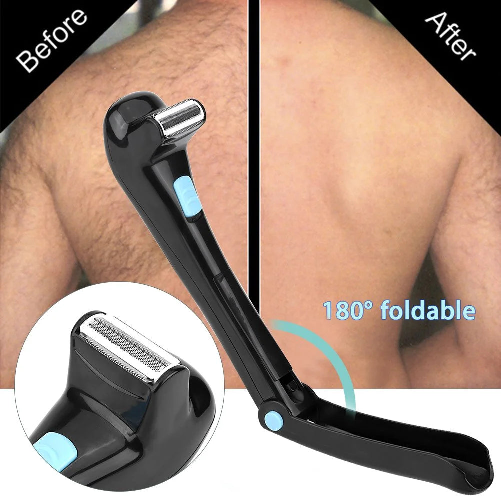 Men Electric Back Hair Shaver Depilation Manual Cordless Foldable Body Hair Trimmer Hair Removal Tool Shower