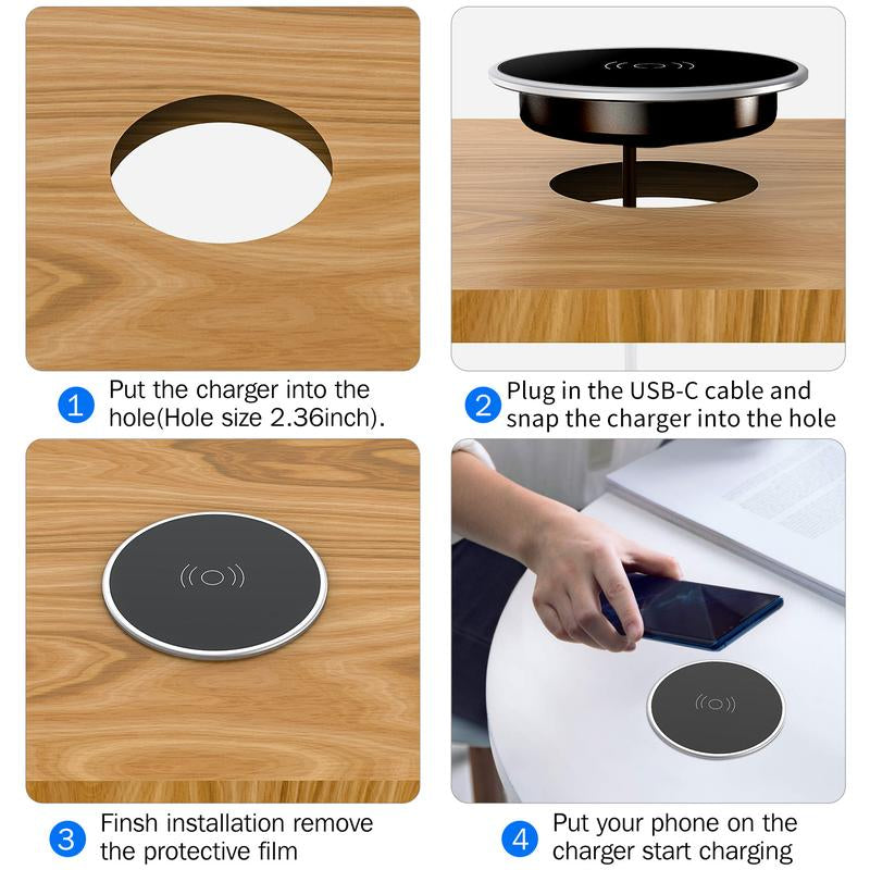 15W In-Desk Magnetic Wireless Charger: iPhone 16 Pro Max to 12 & AirPods