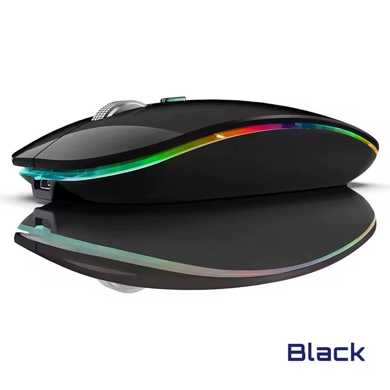 2.4G+Bluetooth Wireless Mouse Backlight Jiggler Mouse Rechargeable Silent Ergonomic Mice for Ipad Laptop Computer