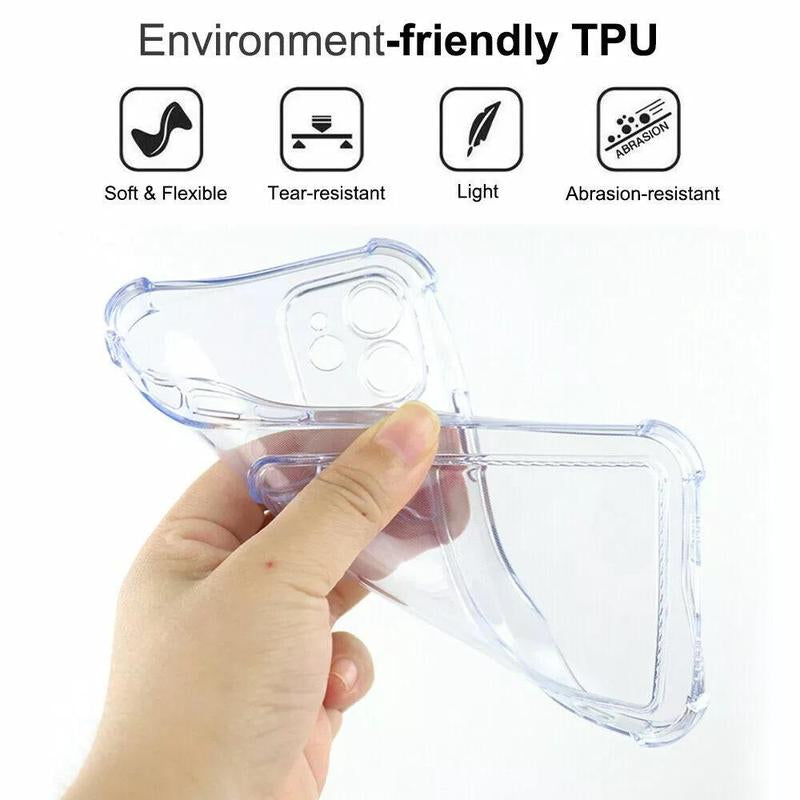 Clear Protective iPhone Case: Card Holder, Shockproof for 15/13/12/11 Pro Max