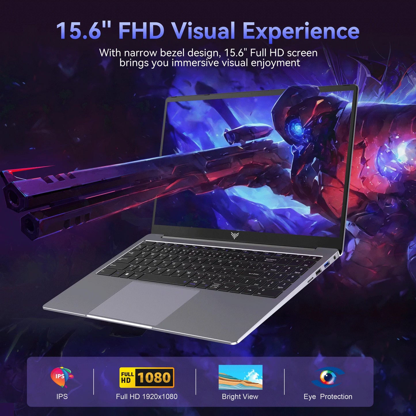 15.6 Inch Laptop 16GB DDR4 512GB SSD Intel Alder Lake N97 up to 3.6Ghz with Windows 11