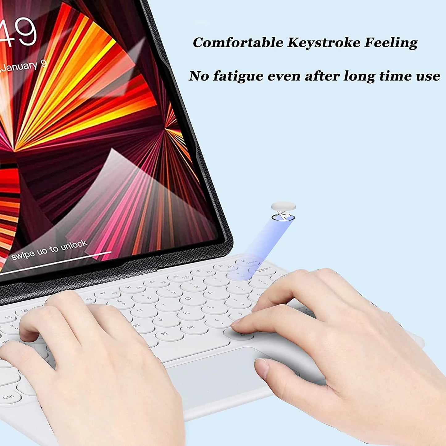 Wireless Bluetooth Keyboard with Touchpad for Ipad, Portable Mini Small Universal Rechargeable 10 Inch Ultra-Slim Wireless Keyboard for Tablet Smartphone PC Computer Laptop Windows Android Ios