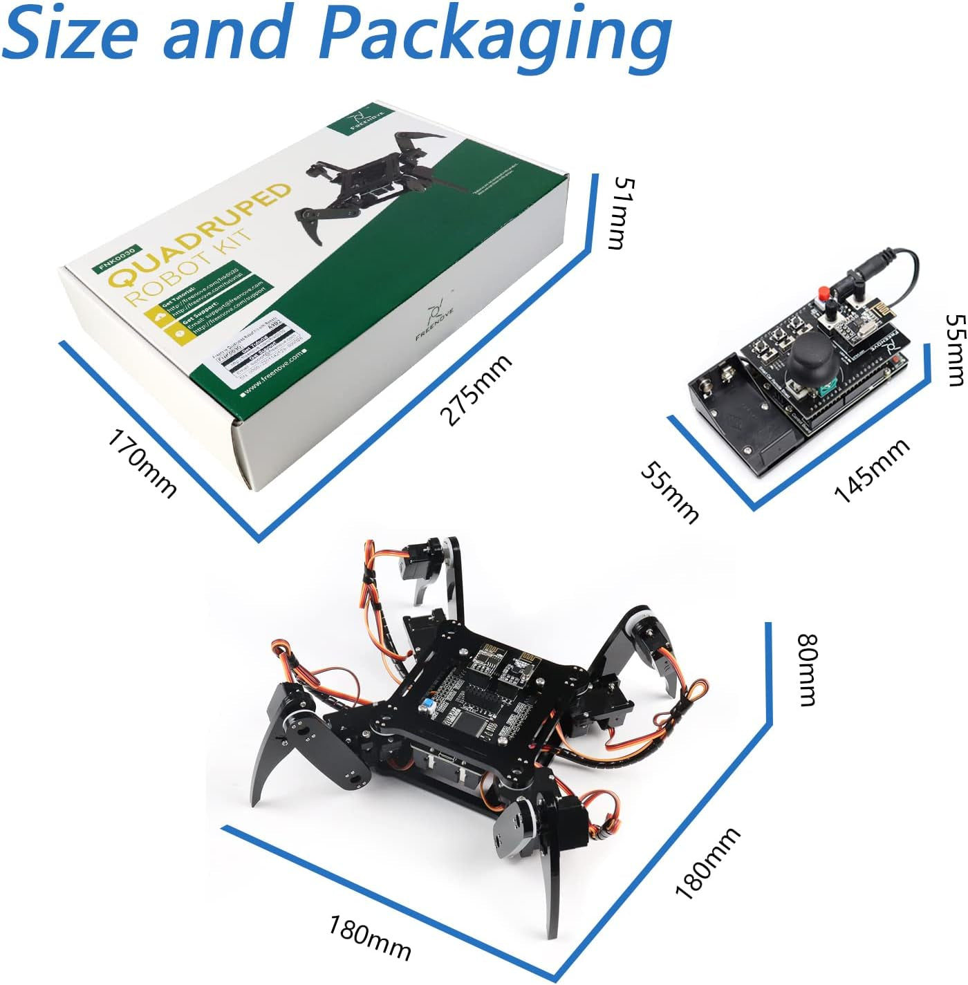 Arduino Quadruped Robot Kit: Remote, App Control, Walking/Crawling/Twisting