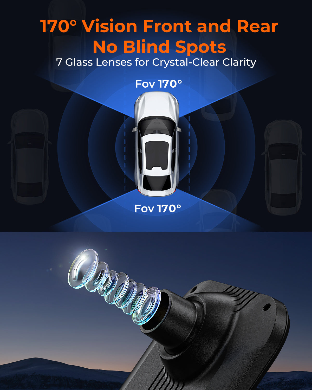 M4 Quad Mirror Dash Cam - 12" Touchscreen with 1080P 4-Camera System