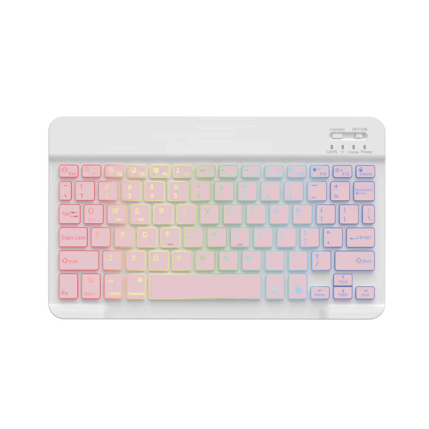 10-Inch Colorful RGB Backlit Portable Bluetooth English Keyboard Compatible with Ipad 7/8/9/10Th Gen 10.2 10.9- Universal for Phones ,Pc,And Tablets (Pink,English Keyboard )