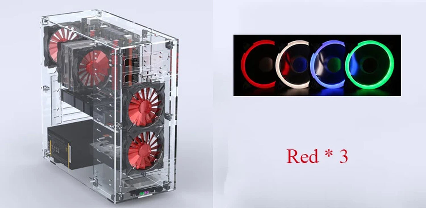DIY Acrylic Computer Case Customized Full Transparent ATX Vertical Desktop Case Support MATX ITX Motherboard with USB3.0 Port