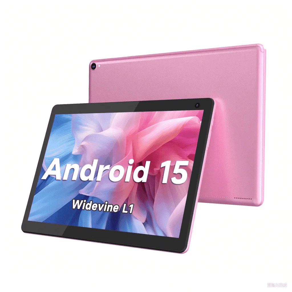 Tablet 10 Inch, Android 15 Tablet, 32GB ROM 1TB Expand Computer Tablets, Quad Core Processor 6000Mah Battery, 1280X800 IPS Touch Screen, 2+8MP Dual HD Camera, Bluetooth Wifi Tablet PC, Pink