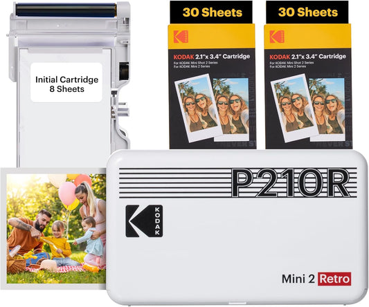 Mini Retro Photo Printer: 68 Sheet Bundle