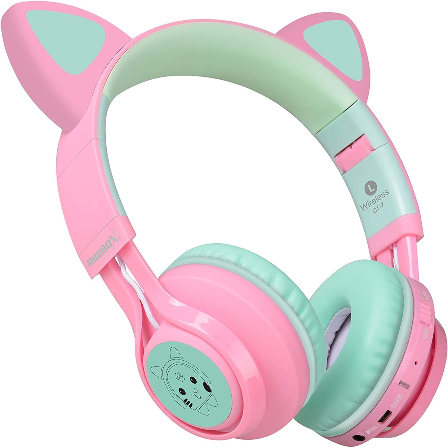 Cat Ear Bluetooth Headphones with LED Lights