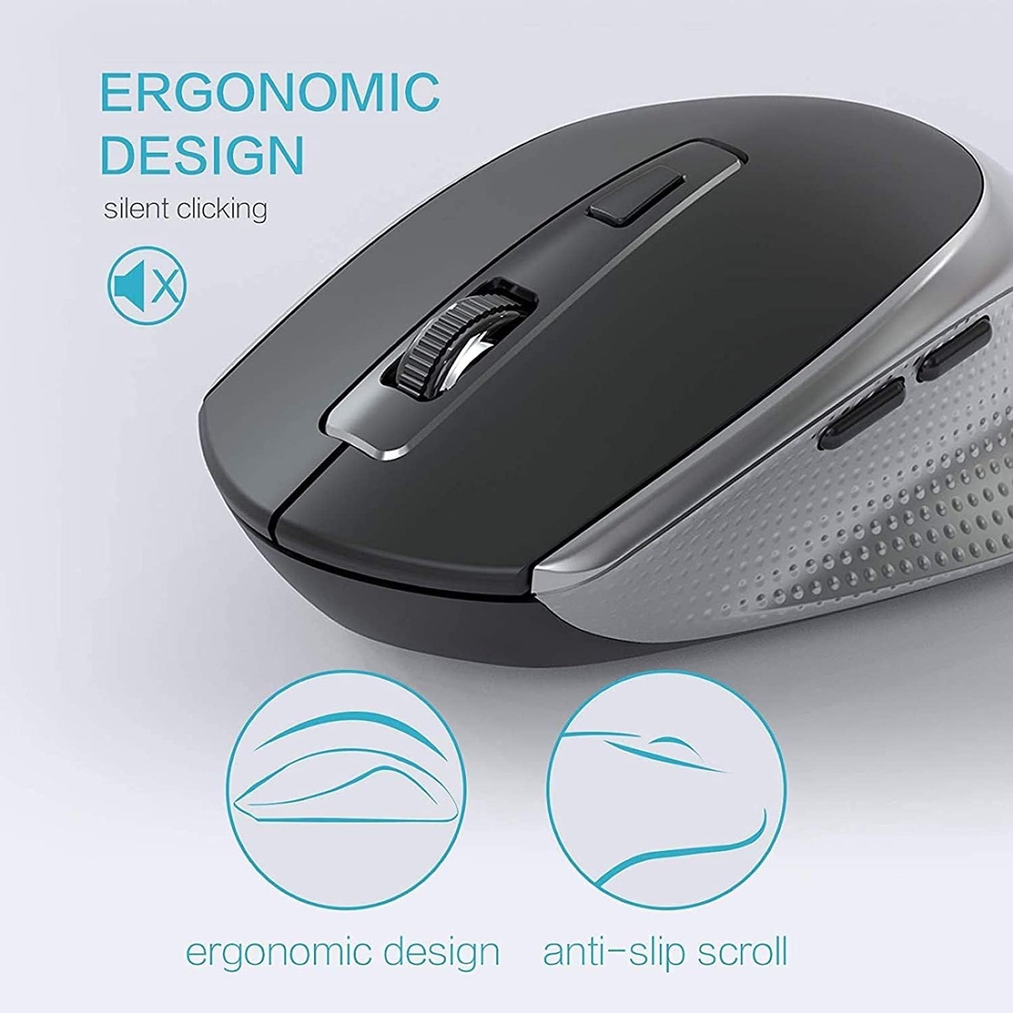 Wireless Keyboard Mouse Combo, 2.4G Ergonomic Computer Keyboard,Ergonomic Wireless Mouse for Pc,Windows, Laptop, Desktop, Chromebook,Mac-Grey