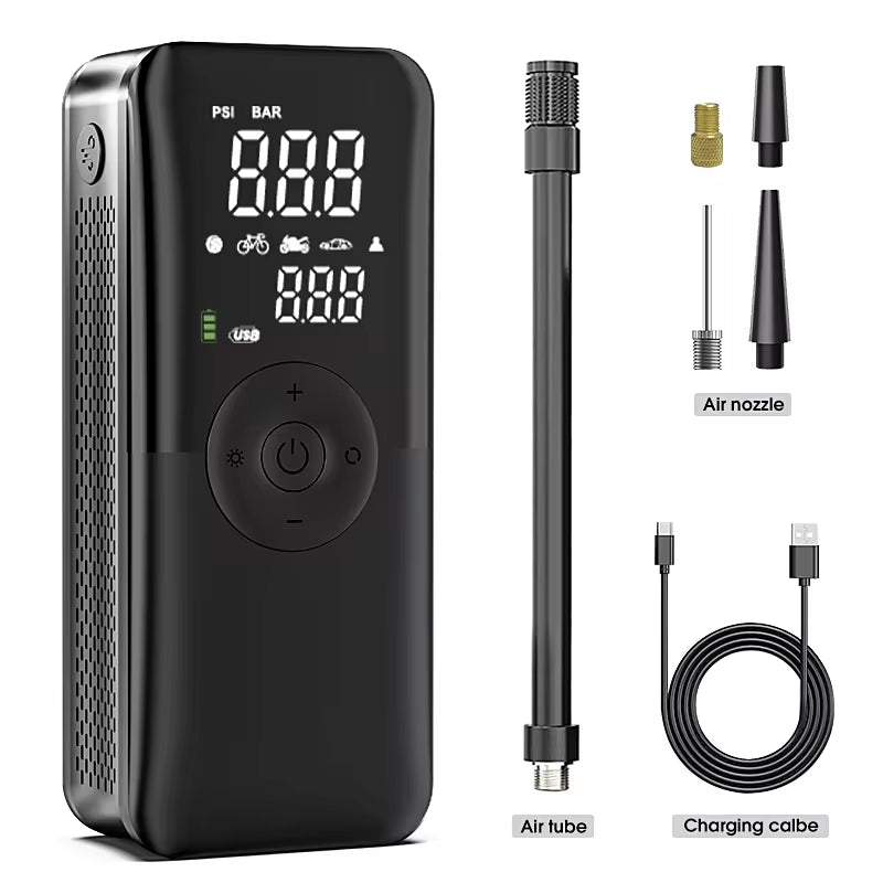 Rechargeable Portable Tire Inflator: Digital, Cordless, Car/Bike/Ball Air Pump