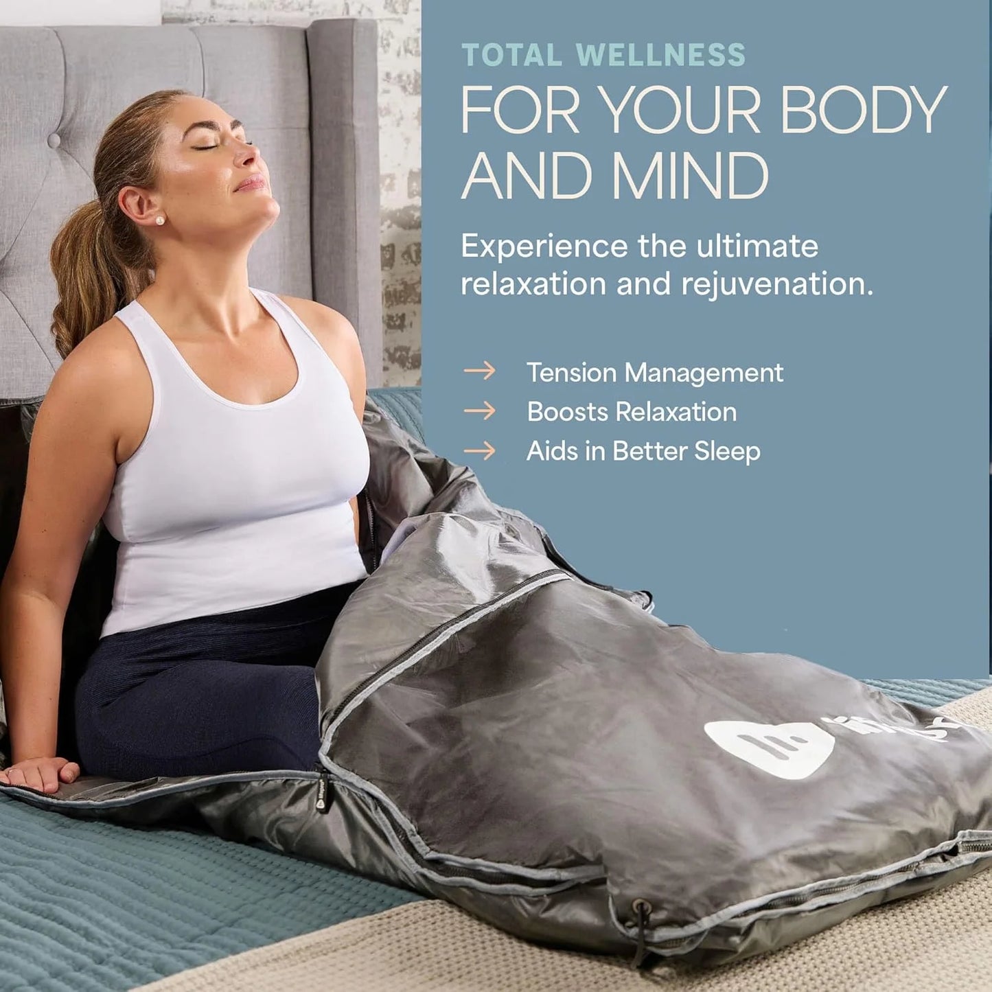 Bioremedy Far-Infrared Sauna Blanket, Portable Heat Wrap for Relaxation - Gray