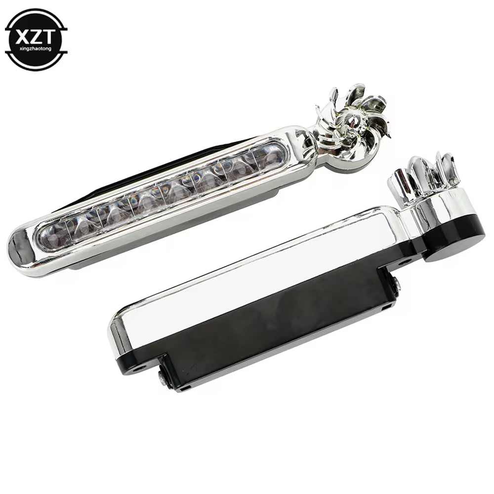 Stylish & Eco-Friendly: 2Pcs Wind Power LED Daytime Running Lights with Rotating Fan