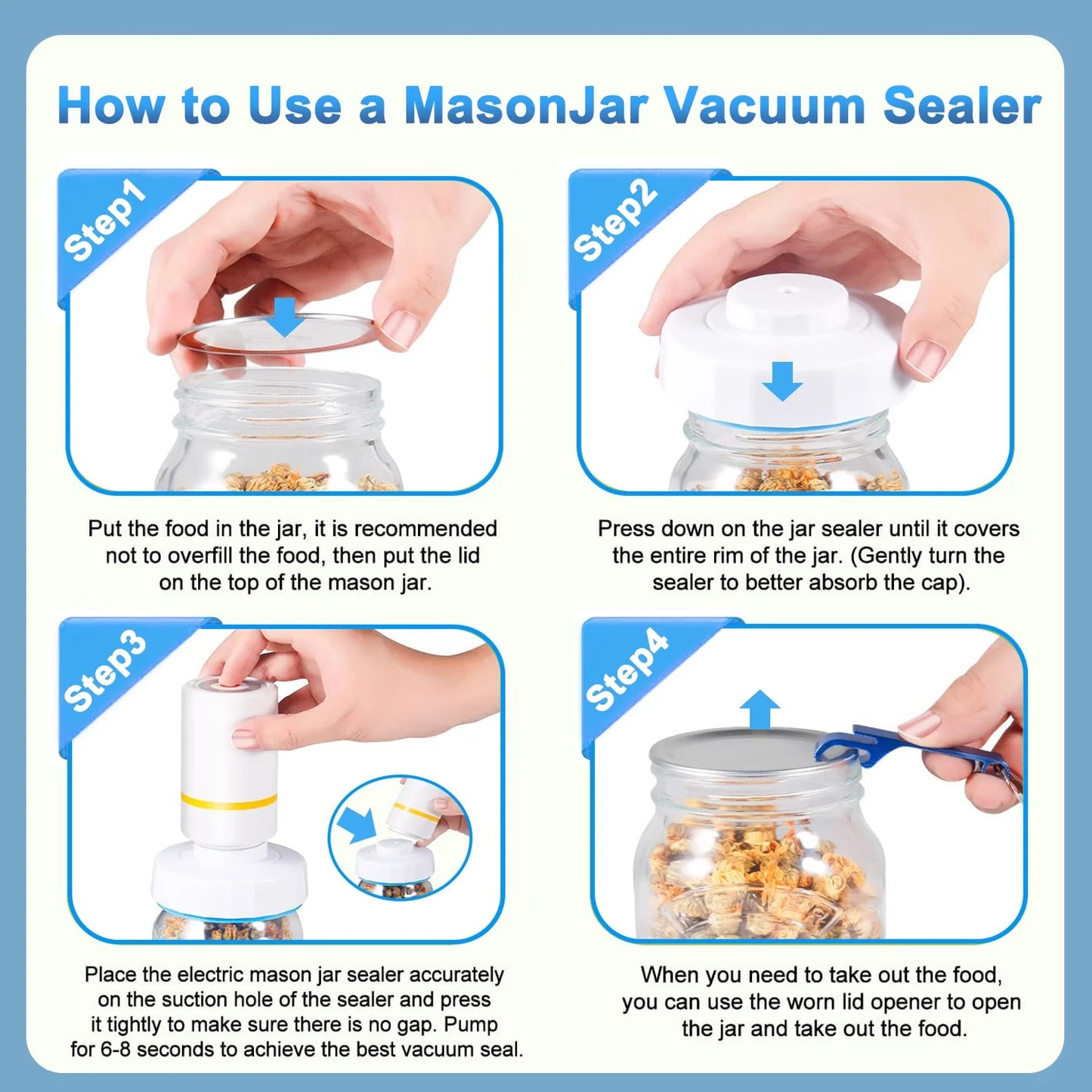 Electric Mason Jar Vacuum Sealer, Vacuum Sealer for Jars with Electric Vacuum Pump