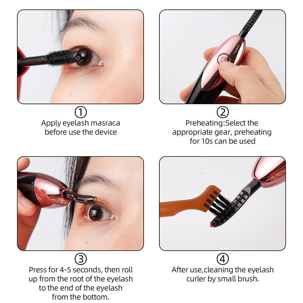 Mini Electric Heated Eyelash Curler Long Lasting Quick Heating Eyelash Brush