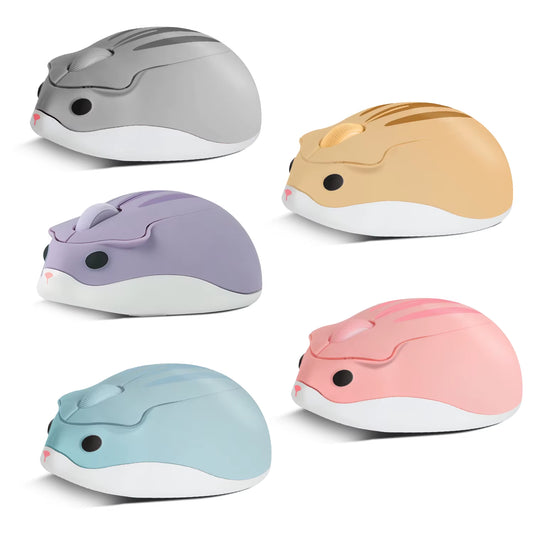 Cute Cartoon Wireless Mouse USB Optical Computer Mini Mouse 1600DPI Hamster Design Small Hand Mice for Laptop Computer