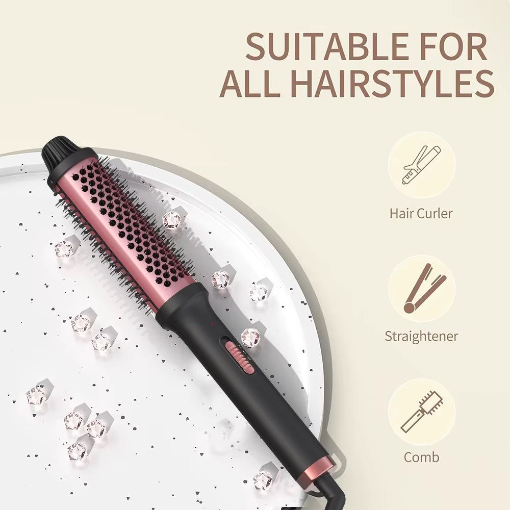 LISAPRO Curling Lron Brush 2 in 1 Electric Hair Comb Negative Lon Hair Dryer Styling Appliances Portable Professional Hair Strai