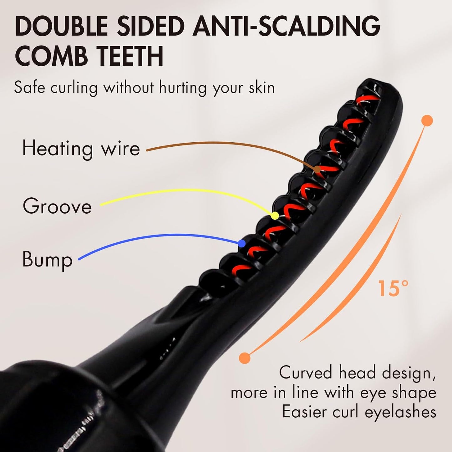 Heated Eyelash Curlers Fast Heat up within 10S 24 Hours Long Lasting Electric Eyelash Curler Type-C Rechargeable 4 Heating Modes Anti-Burn LED Display Makeup Tools(Black)