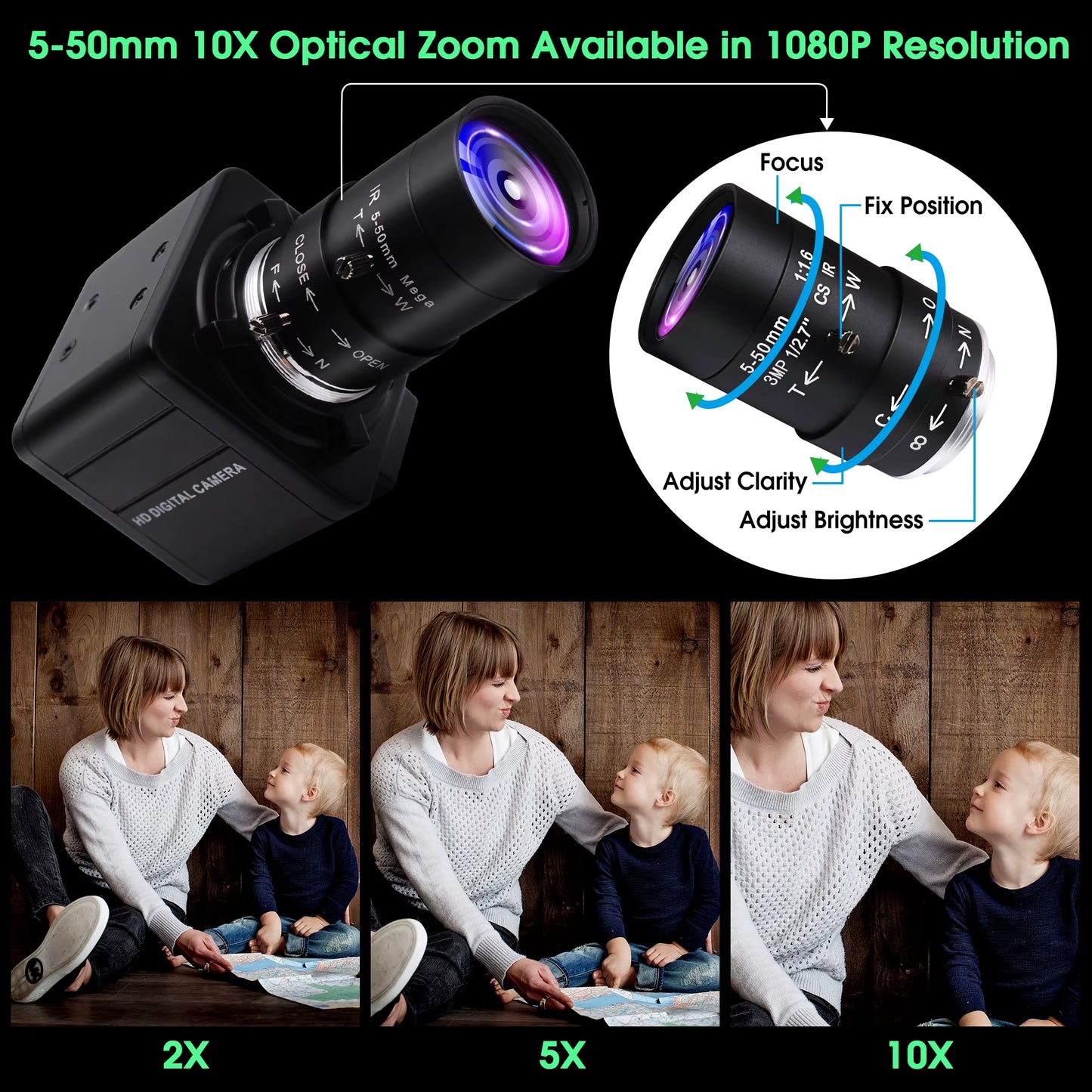 16MP Webcam 4656X3496 Ultra HD Web Camera IMX298 UVC 10X Zoom Mini USB Camera for Industrial Inspection, Photograph,Security