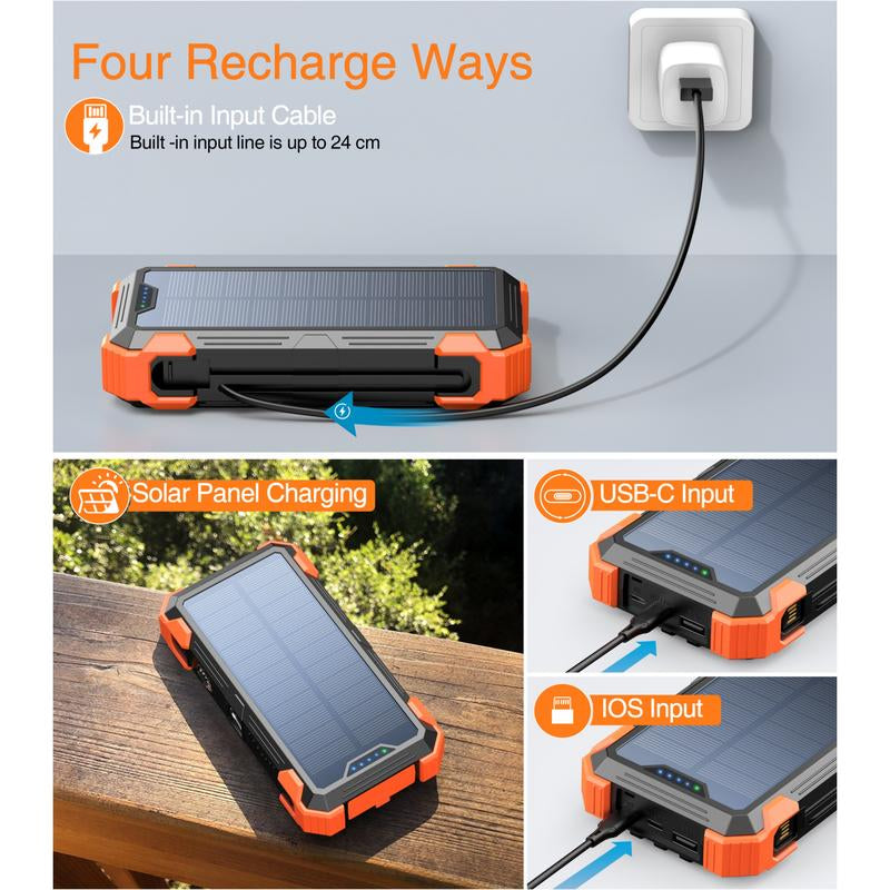 42800mAh Solar Power Bank: Wireless, 4 Cables, 7 Outputs, Fast Charging